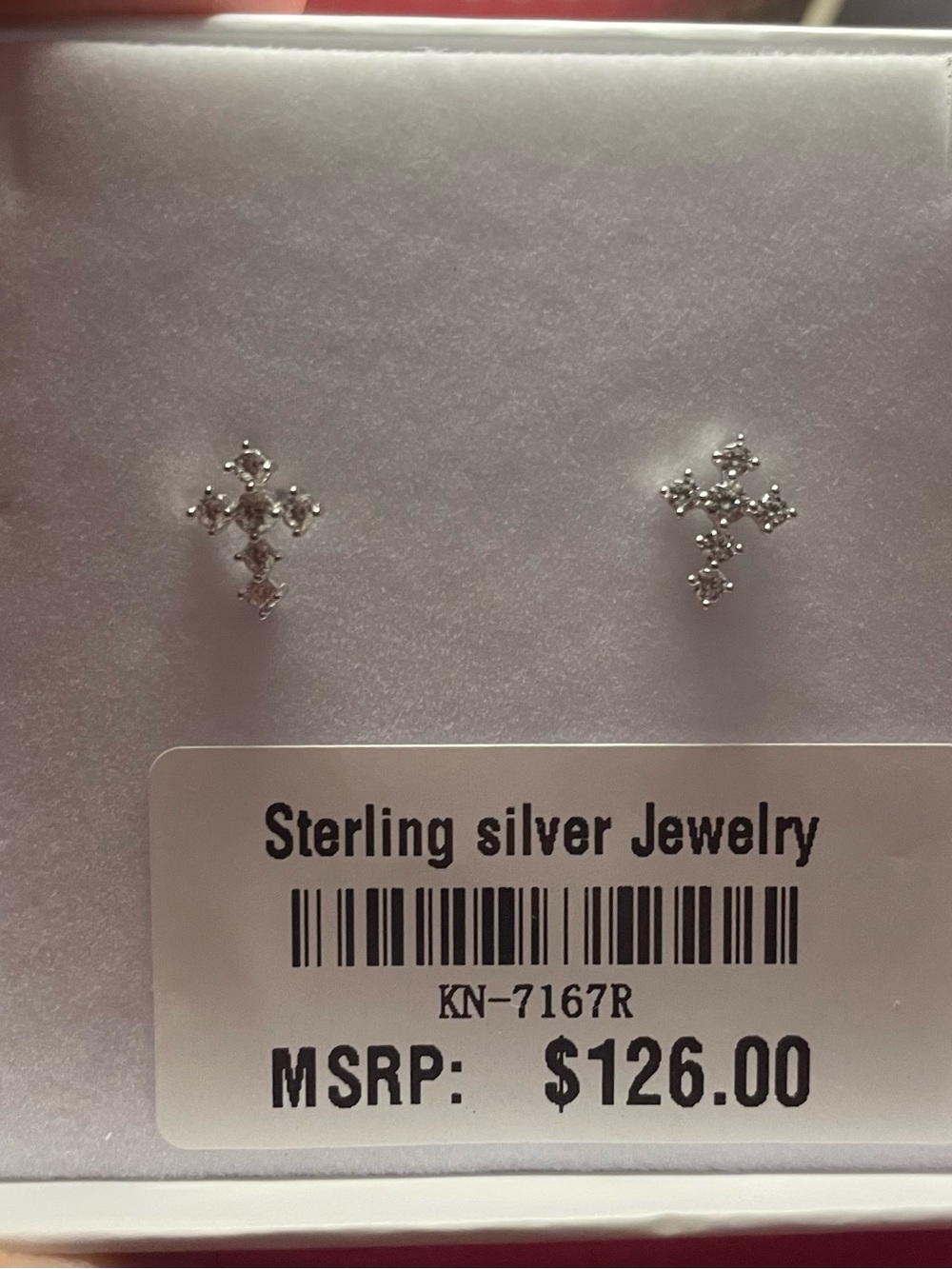 925S Sterling Silver Sparkling Cross Cluster Stud Earrings - Silver Color